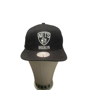 Mitchell Ness Brooklyn Nets NBA Basic Snapback Hat Black Men's Adjustable